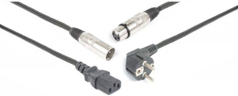 CX02-20 Audio Combi Kabel Schuko - XLR F / IEC F - XLR M 20m