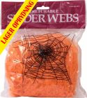 Udsmykning & Dekorationer, Halloween Dekoration, Edderkoppespind, Orange 100g UV aktivt