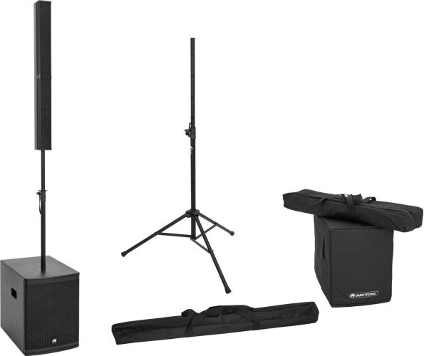 Omnitronic Set ROD-1283 active column speaker system + speaker stand + cover set