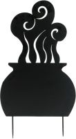 Halloween Dekoration, Silhuet af Metal Heks med Gryde, 83 cm