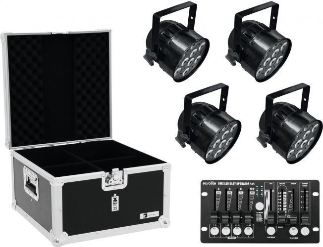 Eurolite Set 4x LED PAR-56 QCL bk + Case + Controller