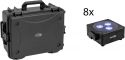 Eurolite Set 8x AKKU Flat Light 3 bk + Plastic case with trolley