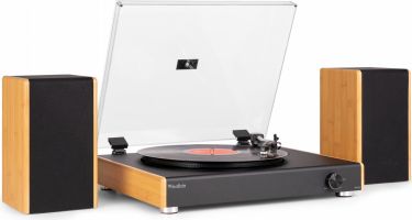 Pladespiller / RP335BB Vintage / 2 eksterne højttalere / God Stereolyd / Bluetooth / Bambus