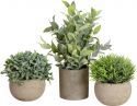 Kunstige planter, Europalms Table plants in pots, artificial plant, Set of 3