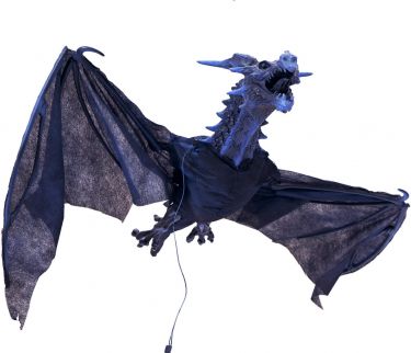 Halloween Dekoration, Animeret Figur med Lys- og Lydeffekter, Dragen fra Natskygger, 120cm