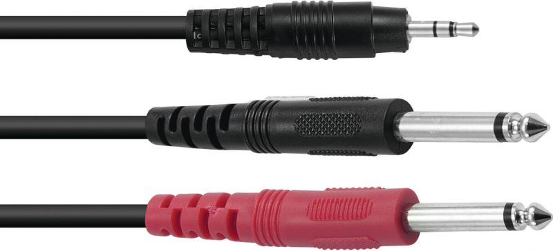 Omnitronic Adapter Cable 3.5 Jack/2xJack ECO 3m bk