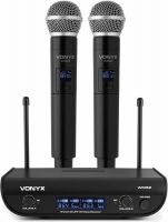 Trådløst Mikrofon Sæt WM82 med 2 Håndholdte Mikrofoner / UHF frekvens for ekstra lang rækkevidde!