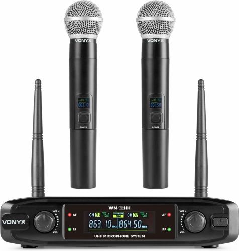 WM42HH Wireless Microphone System UHF with 2 Handheld Microphones