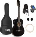 Musikkinstrumenter, Junior Guitarpakke 36" - 3/4 junior-guitar, Akustisk (6-11 år) Sort / Alt du skal bruge!