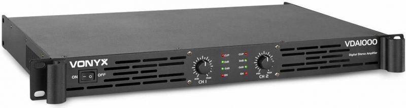 Digital Effektforstærker VDA1000 PA Professional / 2x 500W Digital Class-D / 1U / Kompakt design!