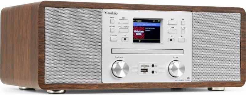 Avola Musikanlæg 'alt-i-et' med CD/BT/DAB+/FM og Wi-Fi Internet radio, Sølv