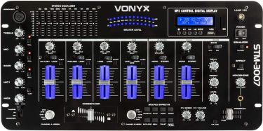DJ Mixer 19" STM-3007 6-kanals med LED lys, Bluetooth og SD/USB/MP3-afspiller
