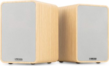 KS10 Active Bookshelf Speaker Set 120W BT Light Wood