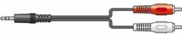 Kabel 3.5 stereo jack - 2xRCA han 2.5m, sort