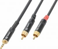 Prof. audiokabel "god kvalitet" 3.5mm Stereo Jack han til 2xRCA han, 1.5m