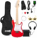 Guitar, Komplet GigKit Junior 1/4 Elguitar Pakke – Alt-i-Én Startkit til Yngre Guitarister – Rød