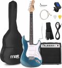 El-Guitar pakke med 40W guitar-forstærker, taske, digital-tuner, rem og kabler, Petrol El-Guitar pakke med 40W guitar-forstærker, taske, digital-tuner, rem og kabler, Petrol