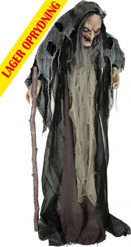 Halloween Dekoration, Animeret Figur med Lys- og Lydeffekter, Heksen Nahema, 160cm