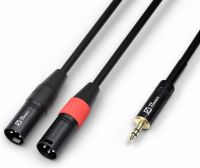 Kabel "god kvalitet" 2x XLR-han til 3.5 Stereo Jack, sort 1.5m