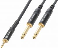 Kabel "god kvalitet" 3.5mm Stereo Jack til 2x 6.3mm Mono Jack, sort 1.5m