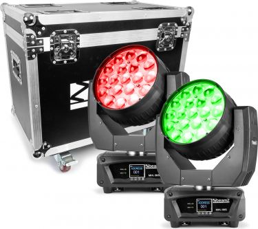 BeamZ professional MHL1915 LED Zoom Moving Head 2 stk. i Flightcase