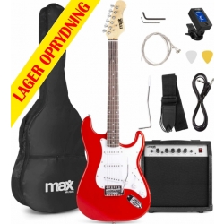 El-Guitar pakke med 40W guitar-forstærker, taske, digital-tuner, rem og kabler,