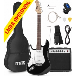GigKit Electric Guitar Pack – Venstrehåndet Elguitar med Forstærker – Sort