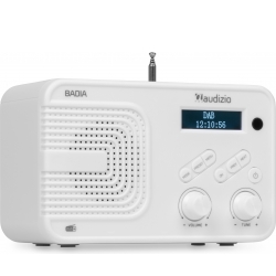 Badia DAB+ Radio with Battery White TILBUD NU