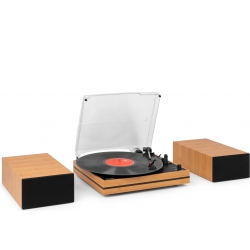 Akron Record Player with Speakers Bamboo Wood TILBUD NU