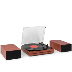 Akron Record Player with Speakers Cherry Wood TILBUD NU