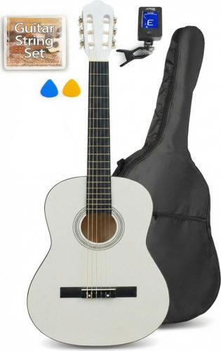 Junior Guitarpakke 36" - 3/4 junior-guitar, Akustisk (6-11 år) Hvid / Alt du skal bruge!