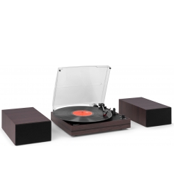 Akron Record Player with Speakers Dark Wood TILBUD NU