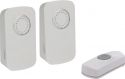 PEREL - Trådløs dørklokke - 2 klokker og 1 ringetryk, Batteridrevet PEREL - Trådløs dørklokke - 2 klokker og 1 ringetryk, Batteridrevet
